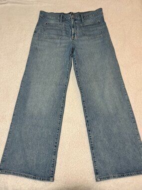 J Crew Light Wash Full Length Slim Wide Leg Jeans Size 31 Front Pocket